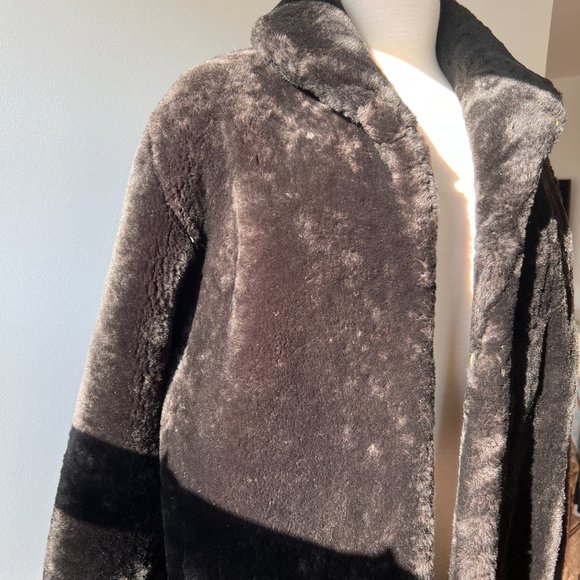 vintage 1980s faux fur brown coat size m - Picture 9 of 9